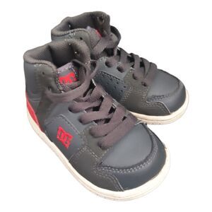 DC Toddler High Top Leather Skate Shoes high top Sneakers Navy/Red Size: 6